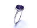 9ct White Gold Amethyst & Diamond Halo Ring 0.21ct