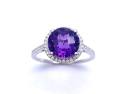 9ct White Gold Amethyst & Diamond Halo Ring 0.21ct