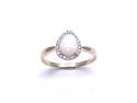9ct Yellow Gold Opal & Diamond Pear Halo Ring