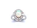 18ct White Gold Opal & Diamond Cluster Ring 0.48ct