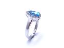 9ct White Gold Blue Topaz & Diamond Halo Ring