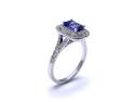 18ct White Gold Tanzanite & Diamond Halo Ring
