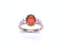 9ct Yellow Gold Fire Opal & Diamond Ring 0.20ct
