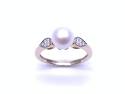 9ct Yellow Gold Freshwater Pearl & Diamond Ring