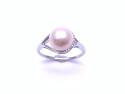9ct White Gold Pearl & Diamond Ring