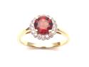 9ct Garnet & Diamond Cluster Ring 0.10ct
