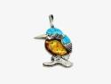 Amber Created Turquoise Kingfisher Pendant