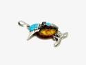 Amber Created Turquoise Kingfisher Pendant