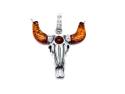 Amber & CZ Buffalo Skull Pendant