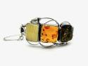 Multi Amber 3 Stone Leaf Bangle