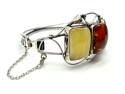 Multi Amber 3 Stone Leaf Bangle