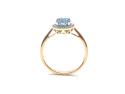 9ct Blue Topaz & Diamond Cluster Ring 0.10ct