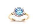 9ct Blue Topaz & Diamond Cluster Ring 0.10ct