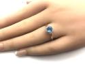 9ct Blue Topaz & Diamond Cluster Ring 0.10ct
