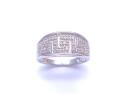 9ct White Gold Diamond Greek Key Ring
