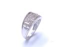 9ct White Gold Diamond Greek Key Ring