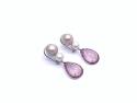 18ct Pearl, Rose Quartz & Diamond Set