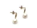 9ct Yellow Gold Pearl & Diamond Earrings 0.15ct