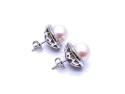 9ct White Gold Pearl & Diamond Earrings 0.51ct