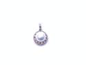 18ct White Gold Pearl & Diamond Pendant