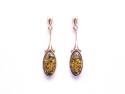 9ct Green Amber Drop Earrings