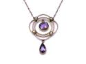 An Old Amethyst & Pearl Necklet 16 Inch
