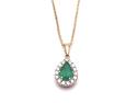 9ct Emerald & Diamond Pendant & Chain 0.19ct