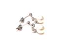 9ct White Gold Pearl & Diamond Drop Earrings