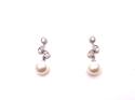 9ct White Gold Pearl & Diamond Drop Earrings