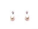 9ct White Gold Pearl & Diamond Drop Earrings