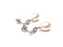 9ct White Gold Pearl & Diamond Drop Earrings