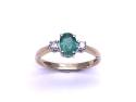 9ct Emerald & Diamond 3 Stone Ring