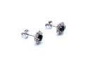 Silver Blue Topaz & CZ Cluster Earrings