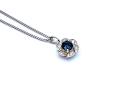 Silver Blue Topaz Cluster Pendant & Chain