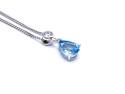 Silver Teardrop Blue Topaz & CZ Pendant & Chain