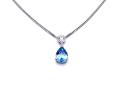 Silver Teardrop Blue Topaz & CZ Pendant & Chain