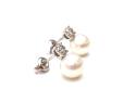 9ct White Gold Pearl & Diamond Drop Stud Earrings