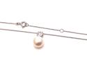 9ct White Gold Pearl & Diamond Pendant & Chain