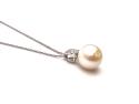 9ct White Gold Pearl & Diamond Pendant & Chain