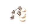 18ct White Gold Pearl & Diamond Drop Earrings