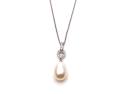 9ct White Gold Pearl & Diamond Pendant & Chain