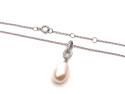 9ct White Gold Pearl & Diamond Pendant & Chain