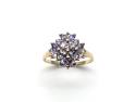 9ct Yellow Gold Tanzanite Cluster Ring