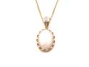 9ct Yellow Gold Opal & Diamond Pendant & Chain
