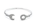 Silver Oval CZ Spanner Bangle