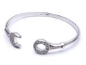 Silver Oval CZ Spanner Bangle