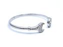 Silver Oval CZ Spanner Bangle