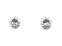 9ct Blue Topaz & Diamond Cluster Earrings 0.33ct