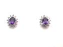 9ct Amethyst & Diamond Cluster Earrings 0.33ct