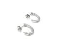 Silver CZ Crossover Half Hoop Earrings